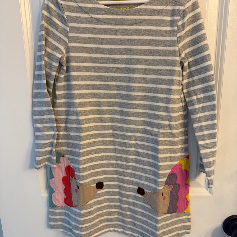 Mini Boden Yellow and Gray Striped Dress